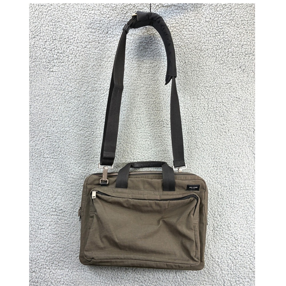 Jack Spade Briefcase Messenger Bag Mens Olive Green Nylon Laptop Commuter Work
